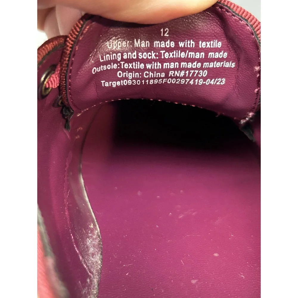 Cat & Jack‎ Shoes Girls Size 12 Burgundy Glitter Oxford Dress Ribbon Lace Up